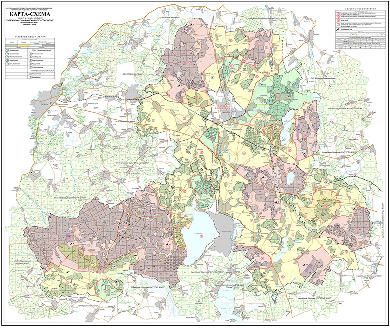 Карта-схема охотничьих угодий Чашникской районной организационной структуры 