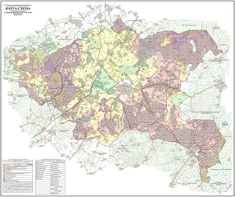 Карта-схема охотничьих угодий Докшицкой районной организационной структуры 
