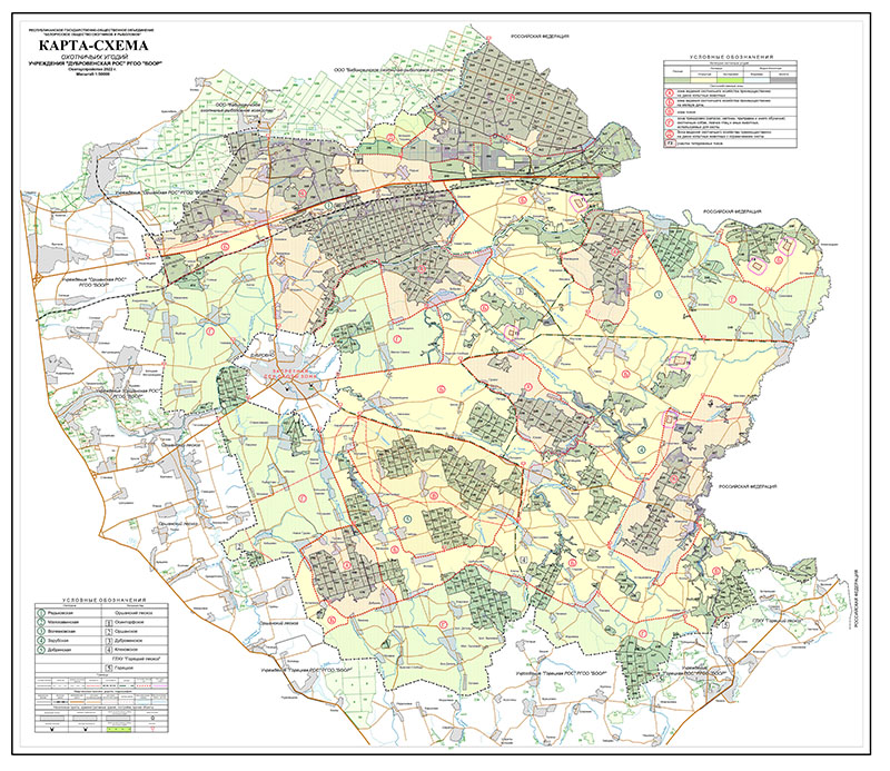 Карта-схема охотничьих угодий Дубровенской районной организационной структуры 