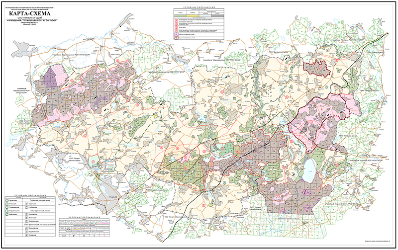 Карта-схема охотничьих угодий Глубокской районной организационной структуры 